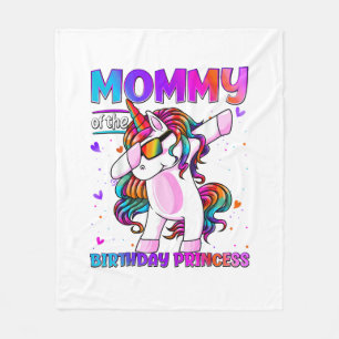 Mummy of the Birthday Princess Girl Dabbing Unicor Fleece Blanket
