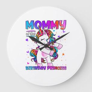Mummy of the Birthday Princess Girl Flossing Unico Large Clock