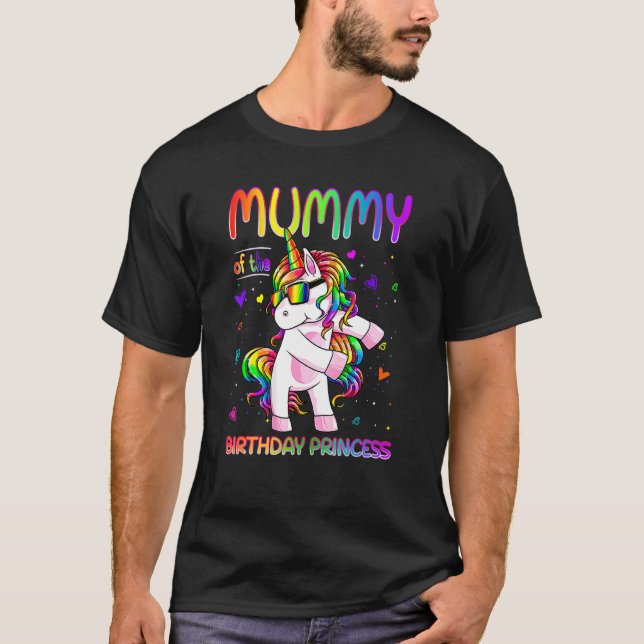 Mummy Of The Birthday Princess Girl Flossing Unico T-Shirt (Front)