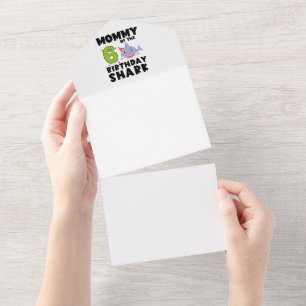 Mummy Of The Birthday Shark 6 years old Birthday All In One Invitation