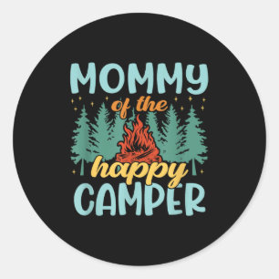 Mummy of the happy camper first birthday camping classic round sticker
