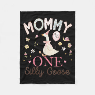 Mummy of The One Silly Goose 1st Birthday Girl Fleece Blanket