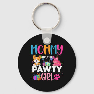 Mummy Of The Pawty Girl Corgi Dog Family Birthday  Key Ring