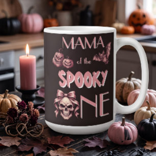 Mummy of the Spooky One Pink Skull and Bat Coffee Mug