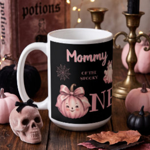 Mummy of the Spooky One Retro Pink Ghost Coffee Mug