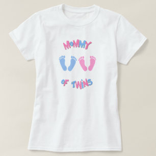 Mummy of Twin Babies Footprints T-Shirt