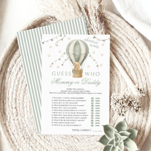 Mummy or Daddy Air Balloon Green Baby Shower Games