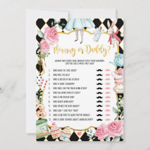 Mummy or Daddy   Alice in Wonder Baby Shower Game Invitation