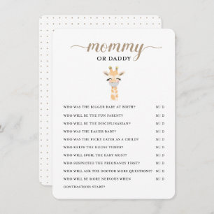 Mummy or Daddy - Baby Shower Game Enclosure Card