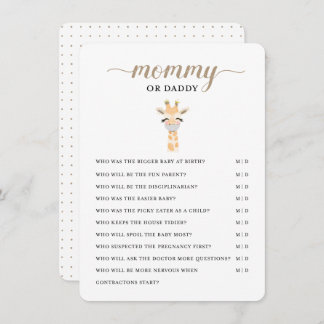 Mummy or Daddy - Baby Shower Game Enclosure Card