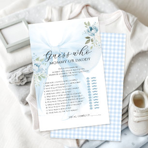 Mummy or Daddy Blue Bow Floral Baby Shower Games