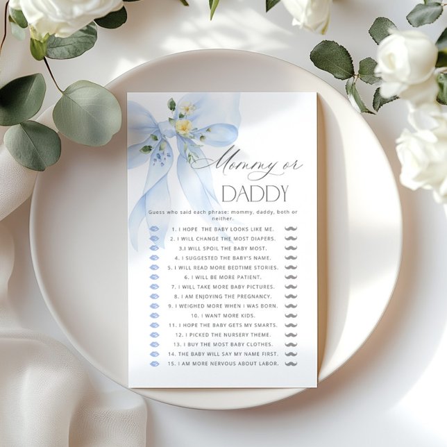  Mummy or Daddy Blue  Bow Guess Who Floral game (Creator Uploaded)