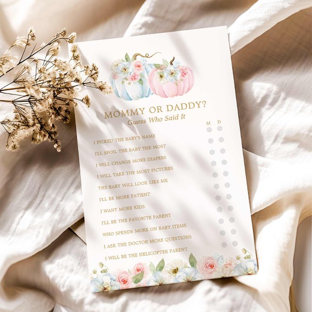 Mummy or Daddy Fall Gender Reveal Game (Autumn Gender Reveal Mommy or Daddy Baby Shower Game)