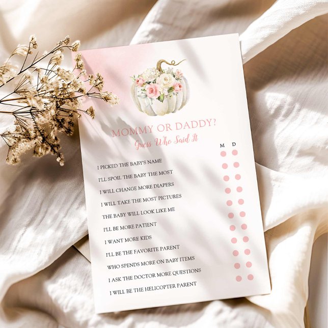 Mummy or Daddy Fall Girl Baby Shower Game (Mommy and Daddy Fall Girl Baby Shower Game)