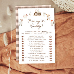 Mummy or Daddy Farm Animals Baby Shower Game