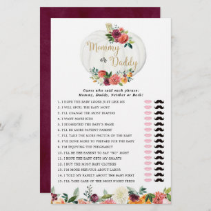 Mummy or Daddy game fall floral pumpkins