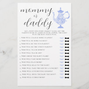 Mummy or Daddy Guess Tea Party Boy Baby Shower Flyer