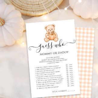 Mummy or Daddy Orange Pumpkin Baby Shower Games