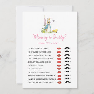 Mummy or Daddy Peter Rabbit Girl Baby Shower Game Invitation