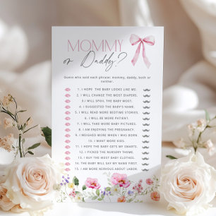 Mummy or Daddy Pink Bow Floral baby shower game
