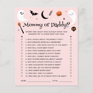 Mummy Or Daddy Pink Halloween Baby Shower Game