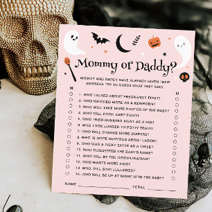 Mummy Or Daddy Pink Halloween Baby Shower Game