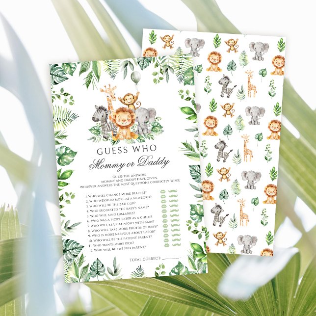 Mummy or Daddy Safari Animals baby shower games (Creator Uploaded)