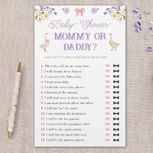 Mummy or Daddy Wildflowers Geese Baby Shower Game