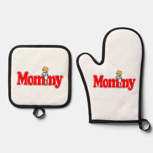 Mummy Oven Mitt & Pot Holder Set (Front)