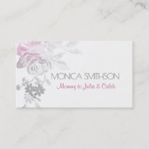 mummy personal calling card floral flowers pink
