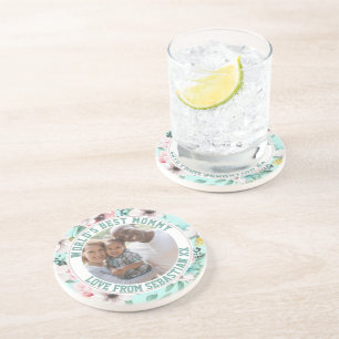  Mummy Personalised Photo Template Flower Pattern Coaster