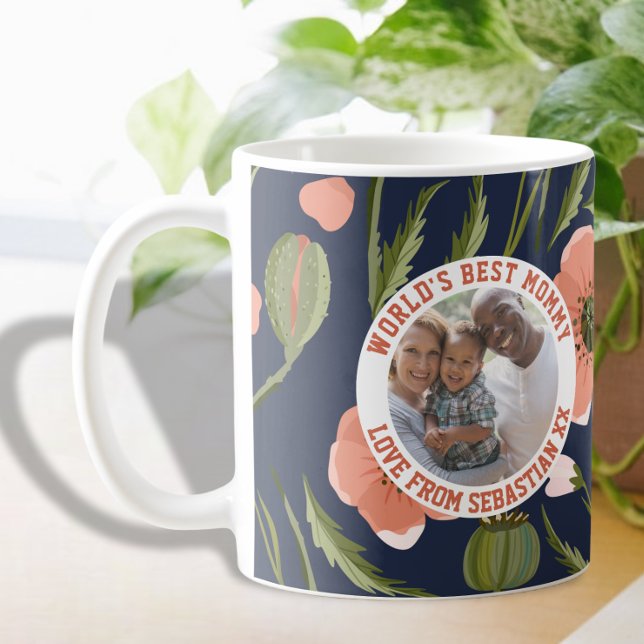  Mummy Personalised Photo Template Flower Pattern Coffee Mug (Creator Uploaded)