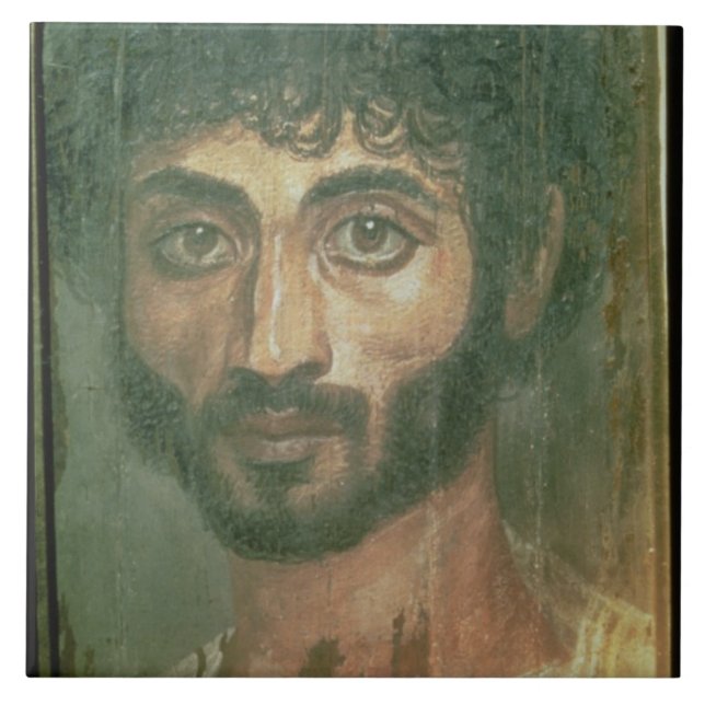 Mummy Portrait of a Man, from Fayum, Romano-Egypti Tile (Front)