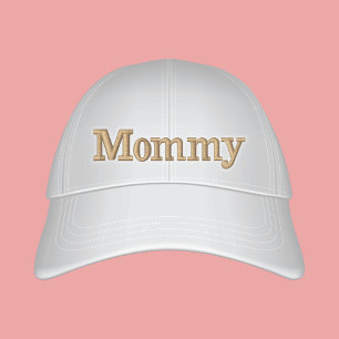 Mummy Preppy Off White Text Embroidered  Embroidered Hat