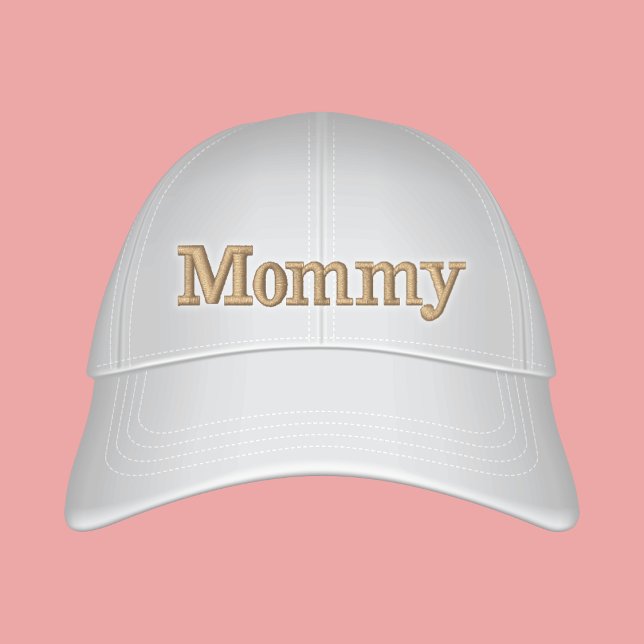 Mummy Preppy Off White Text Embroidered  Hat (Creator Uploaded)