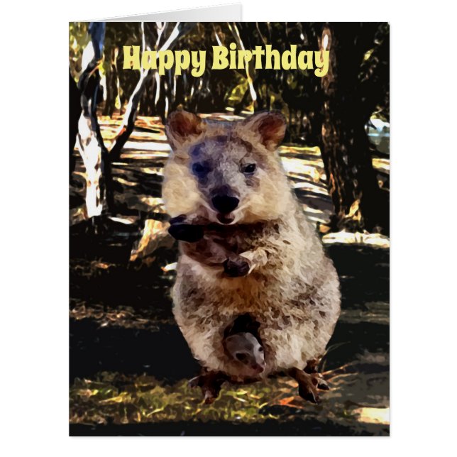 Mummy Quokka Watercolour, Jumbo Birthday Card (Front)