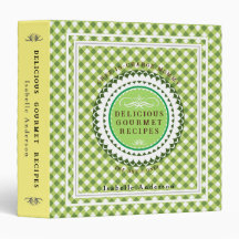 Mummy Recipes Gingham Green 3 Ring Binder