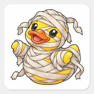 Mummy Rubber Duck Halloween Costume Square Sticker
