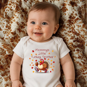 Mummy’s Little Turkey Trotter  Cute Thanksgiving Baby Bodysuit