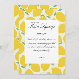 Mummy’s Main Squeeze Lemon Citrus Baby Shower Thank You Card