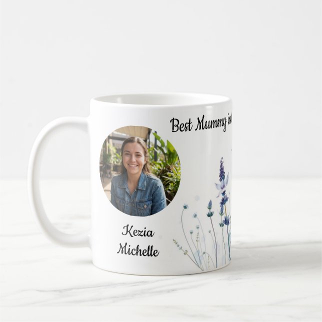 Mummy’s Wildflowers Personalized Birth Month Flowe Coffee Mug (Left)