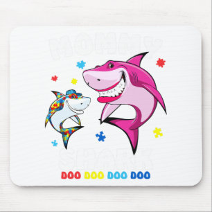 Mummy Shark Autism Awareness Gift -by Mouse Pad