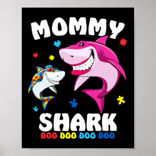 Mummy Shark Autism Awareness Gift -by Poster