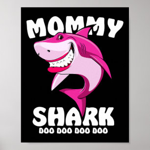 Mummy Shark Shirt Funny Mothers Day Gift For Kids Poster