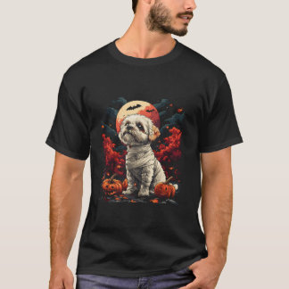 Mummy Shih Tzu Pumpkin Scary Halloween Dog Lovers  T-Shirt