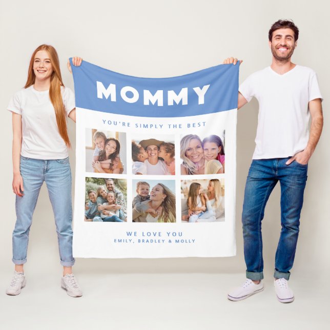 Mummy Simply The Best Photo Collage Personalised Fleece Blanket (In Situ)