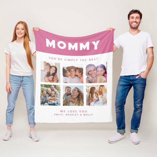 Mummy Simply The Best Photo Collage Personalised Fleece Blanket (In Situ)