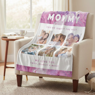 Mummy Simply The Best Photo Collage Personalised Fleece Blanket