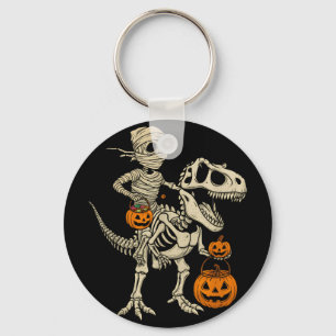 Mummy Skeleton Riding Dinosaur T Rex Kids Boys Men Key Ring