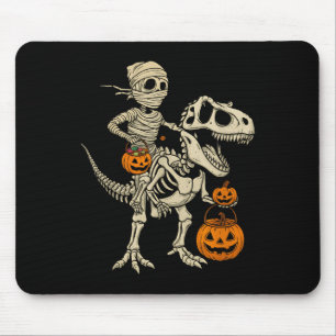 Mummy Skeleton Riding Dinosaur T Rex Kids Boys Men Mouse Pad